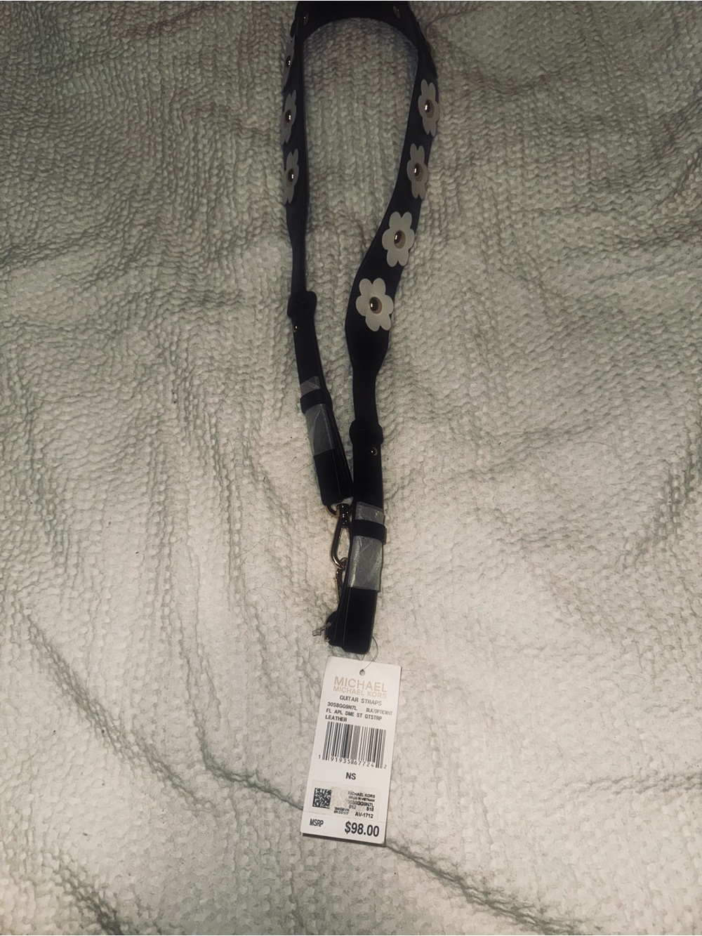 Michael Kor/MK Black Floral Appliqué Bag Strap, guitar strap 🌼 NWT- - Picture 11 of 14